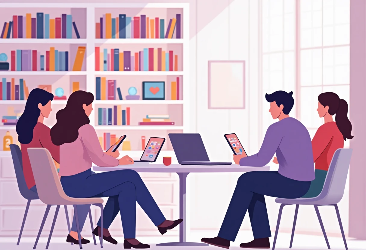 Étudiants utilisant des tablettes pour des cours en ligne